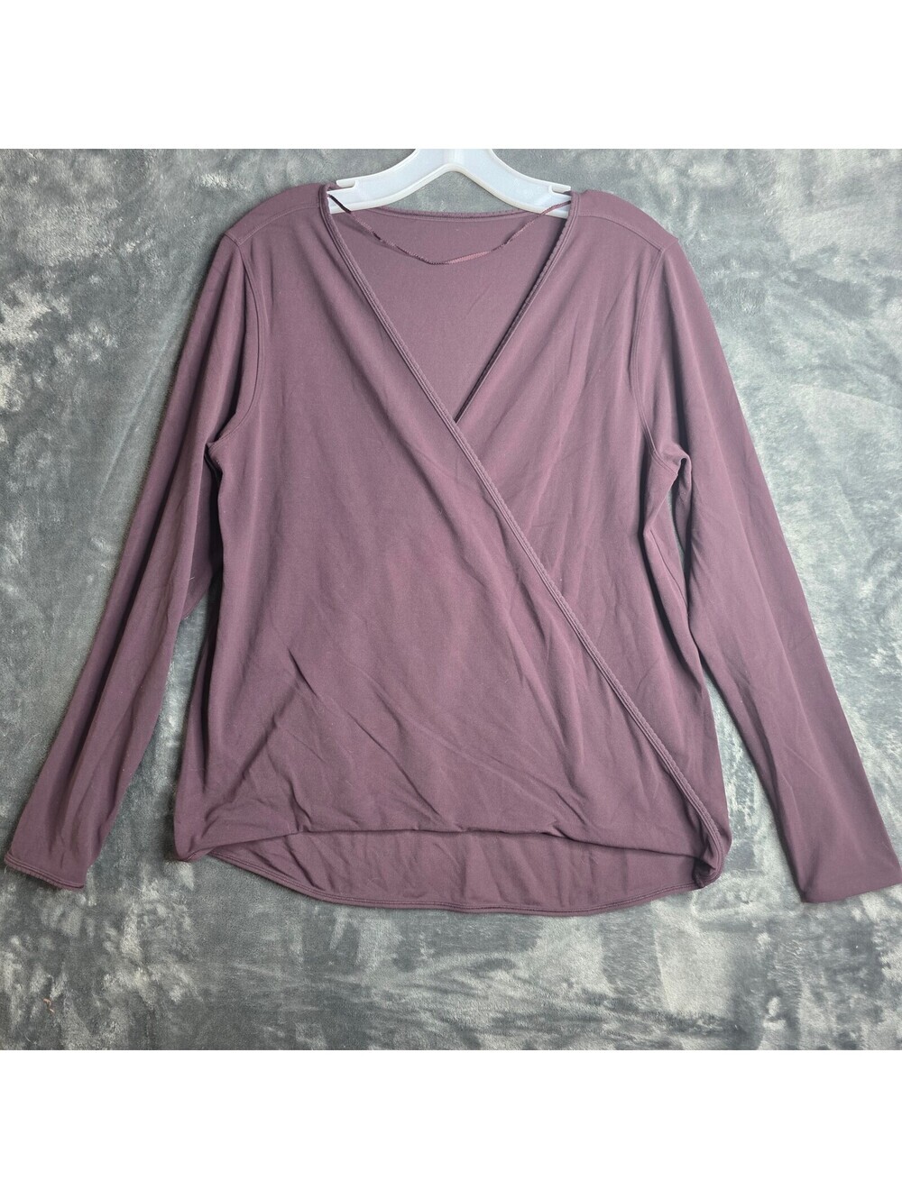 Lululemon Full Freedom Long Sleeve Wrap Top Dark Purple Womens Plum Sz 14
